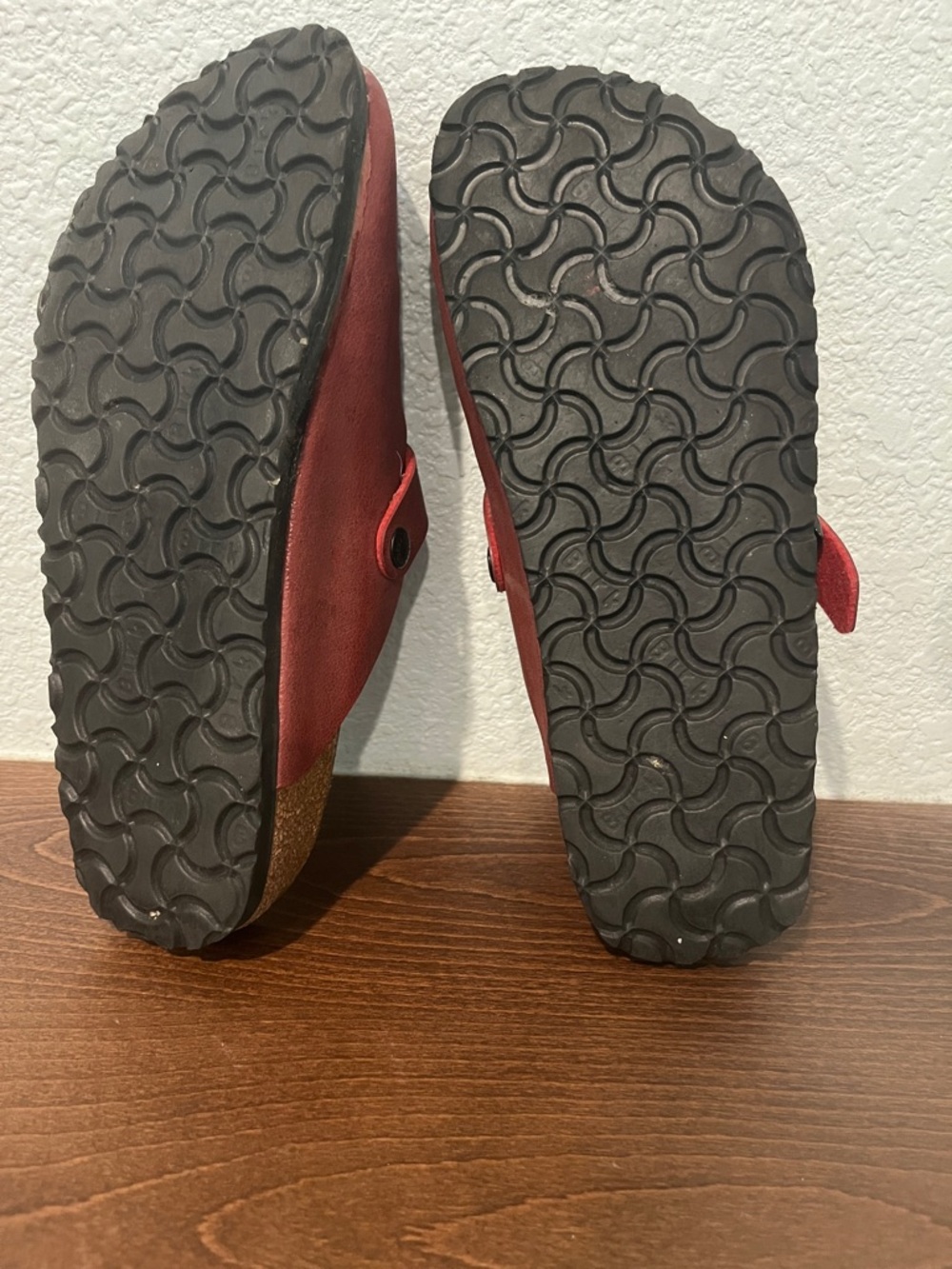 Birkenstock Birki’s Red Suede Slip-On Clog with Buckle - Picture 7 of 9